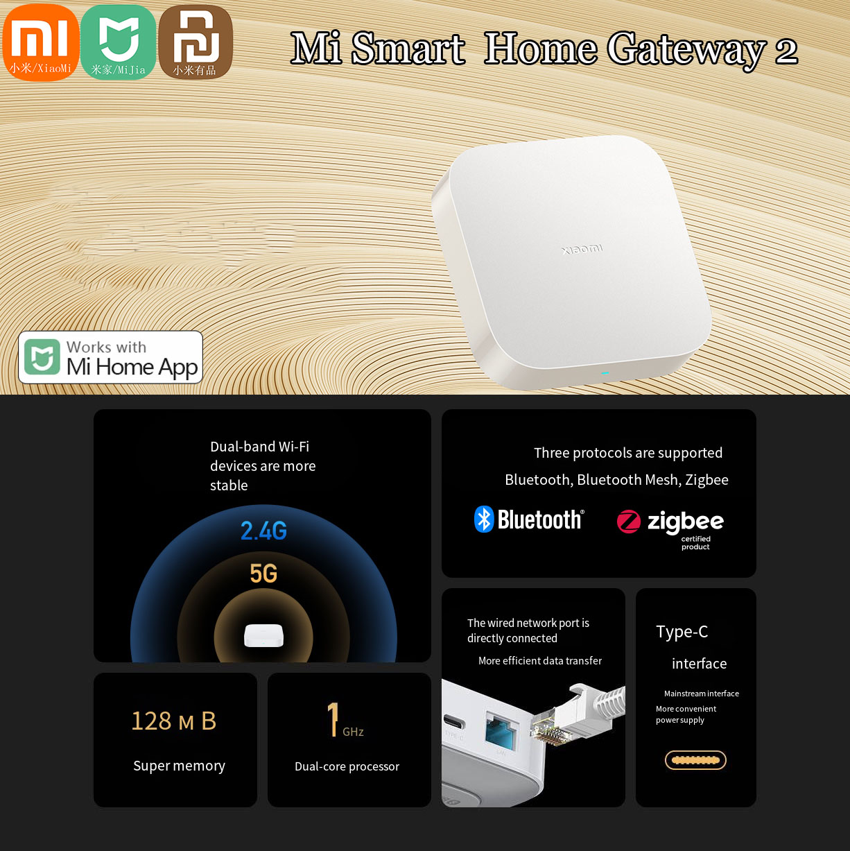 Xiaomi Hub Mijia Hub - Xiaomi-정품 Mijia 스마트 홈 허브 게이트웨이,